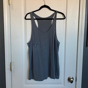 Eileen Fisher steely blue racerback linen tunic tank top